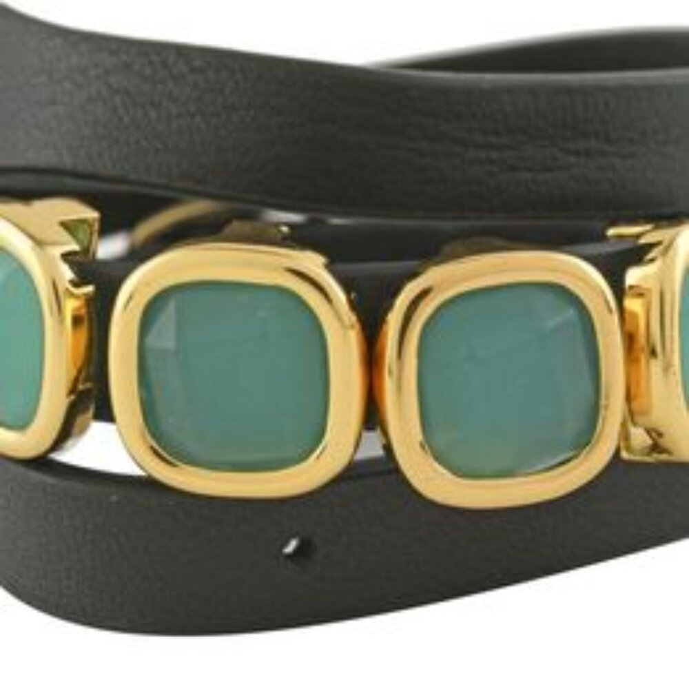 ChalecedonyLeather Wrap Bracelets18k Gold Genuine Leather Wrap Cuff Bracelet